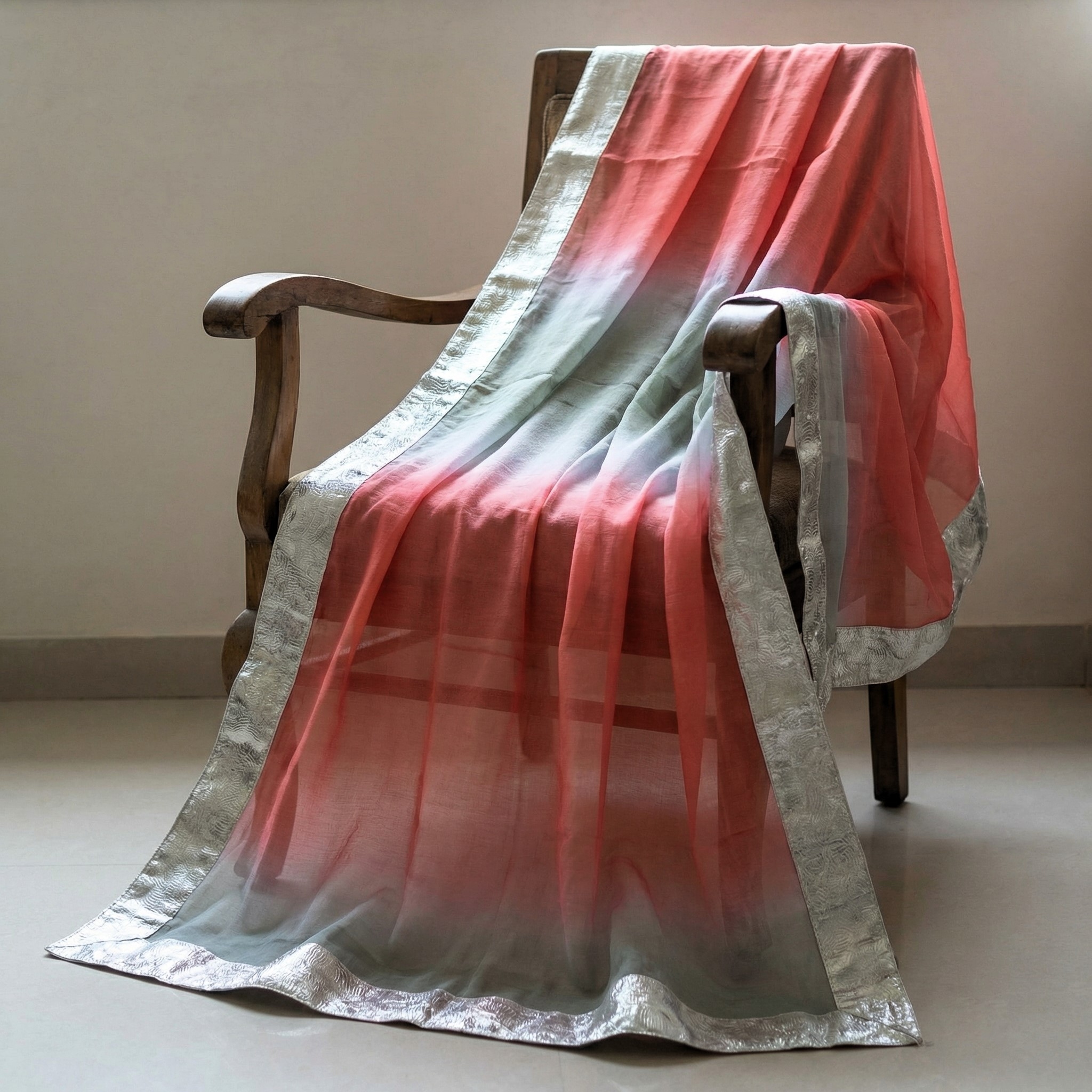 Red Designer Digital Printed Organza Dupatta