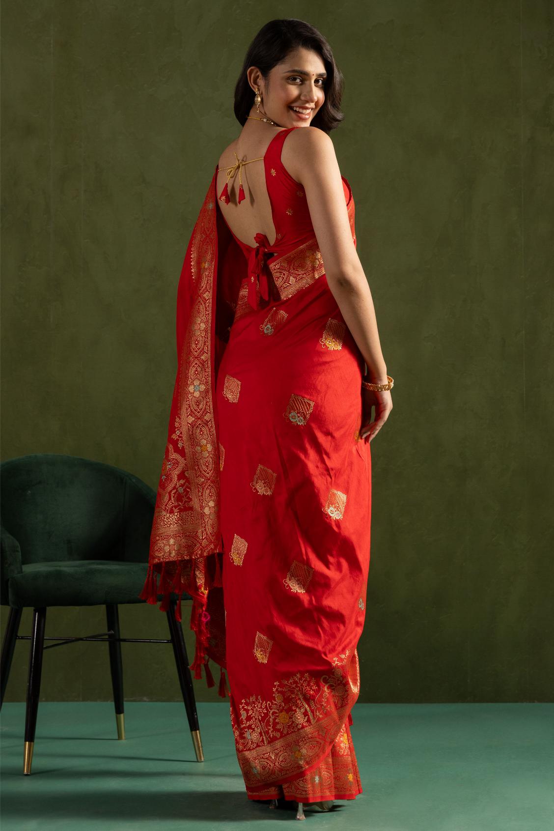 Red Dolla Silk Saree — alternate view
