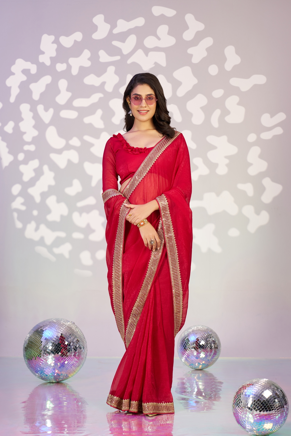 Red Embroidery Ready to Wear Saree