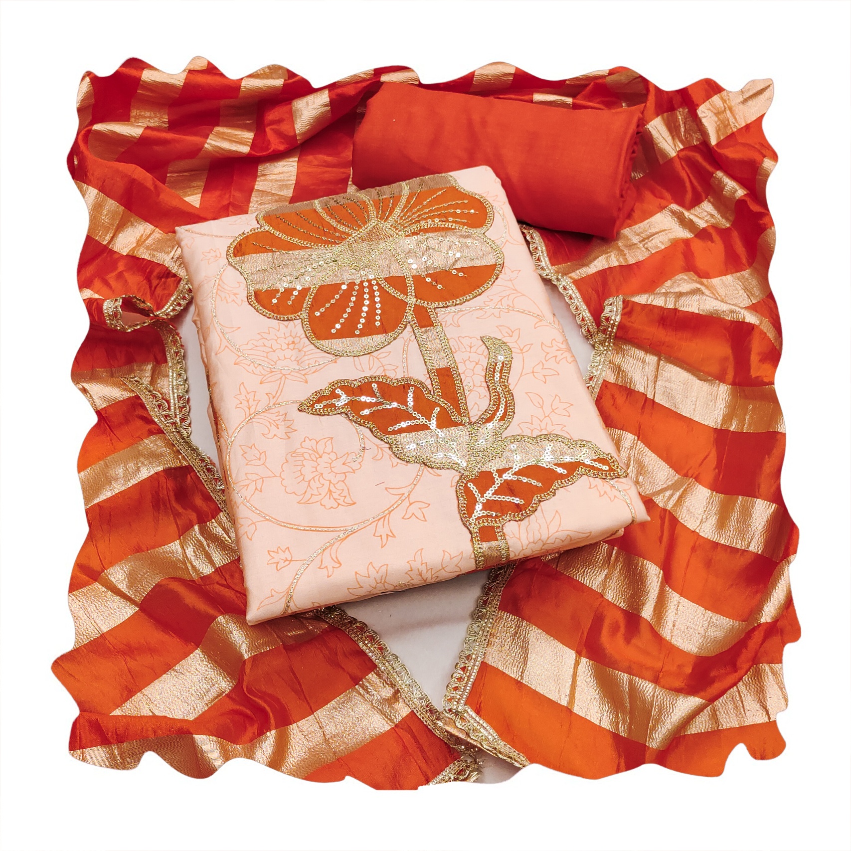Red Floral Printed Jam Cotton Salwar Suit — alternate view