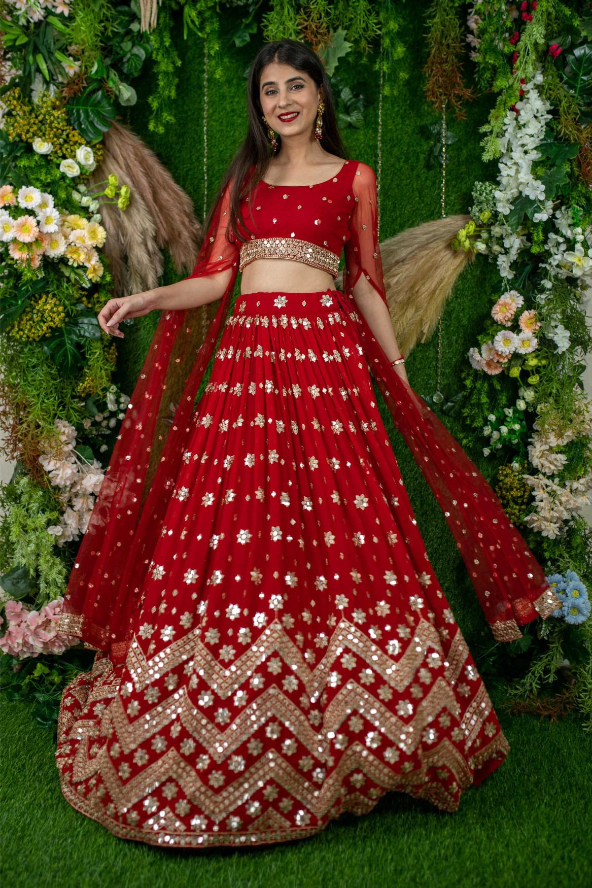 Red Georgette Lehenga Choli