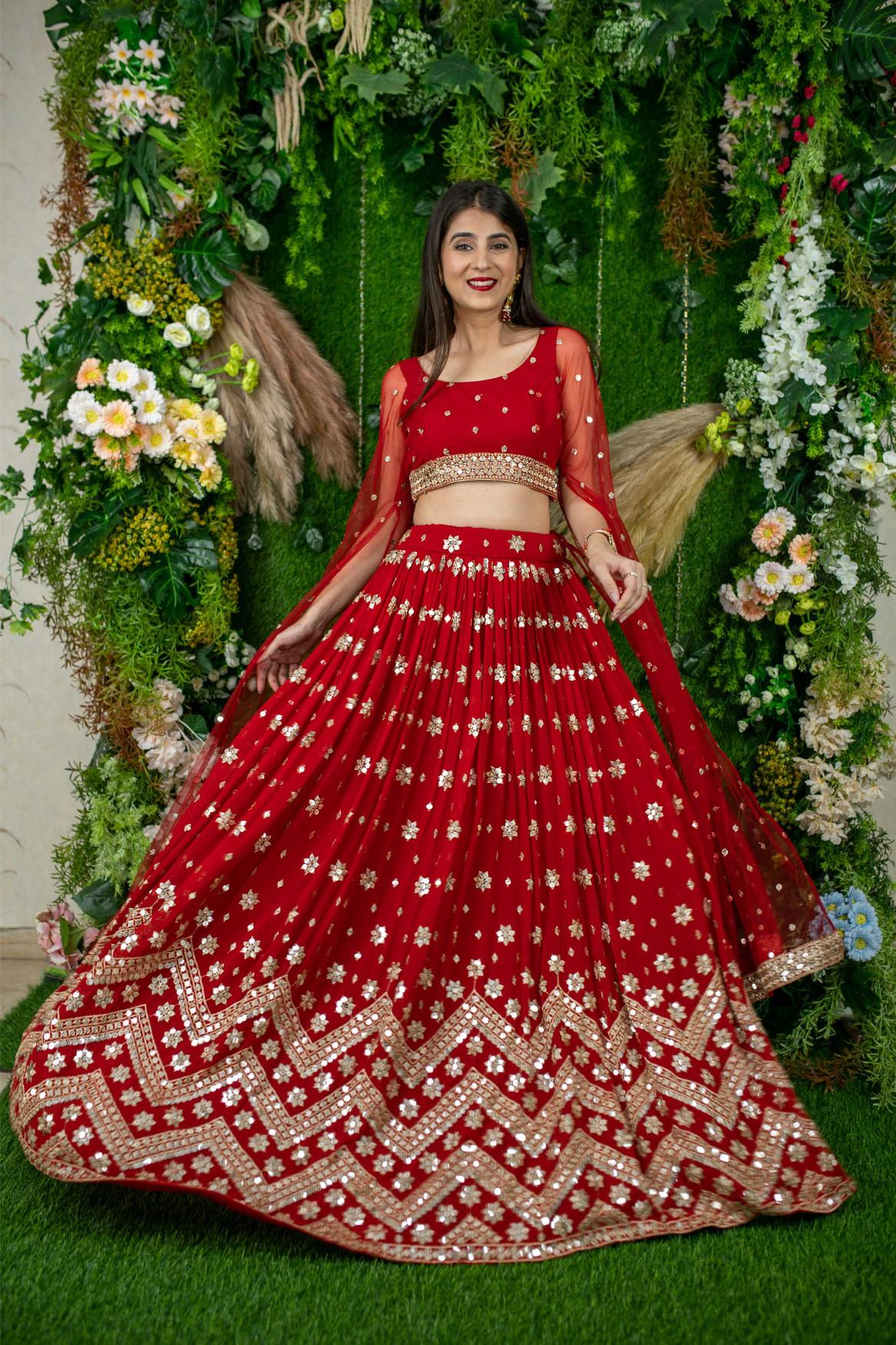 Red Georgette Lehenga Choli