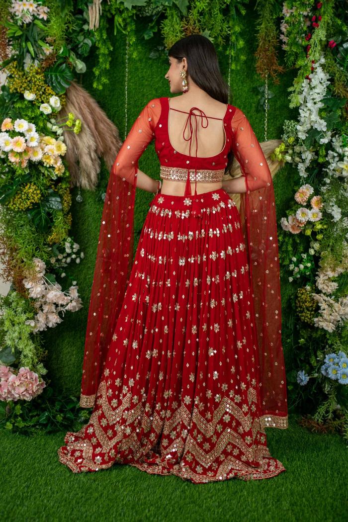 Red Georgette Lehenga Choli — alternate view