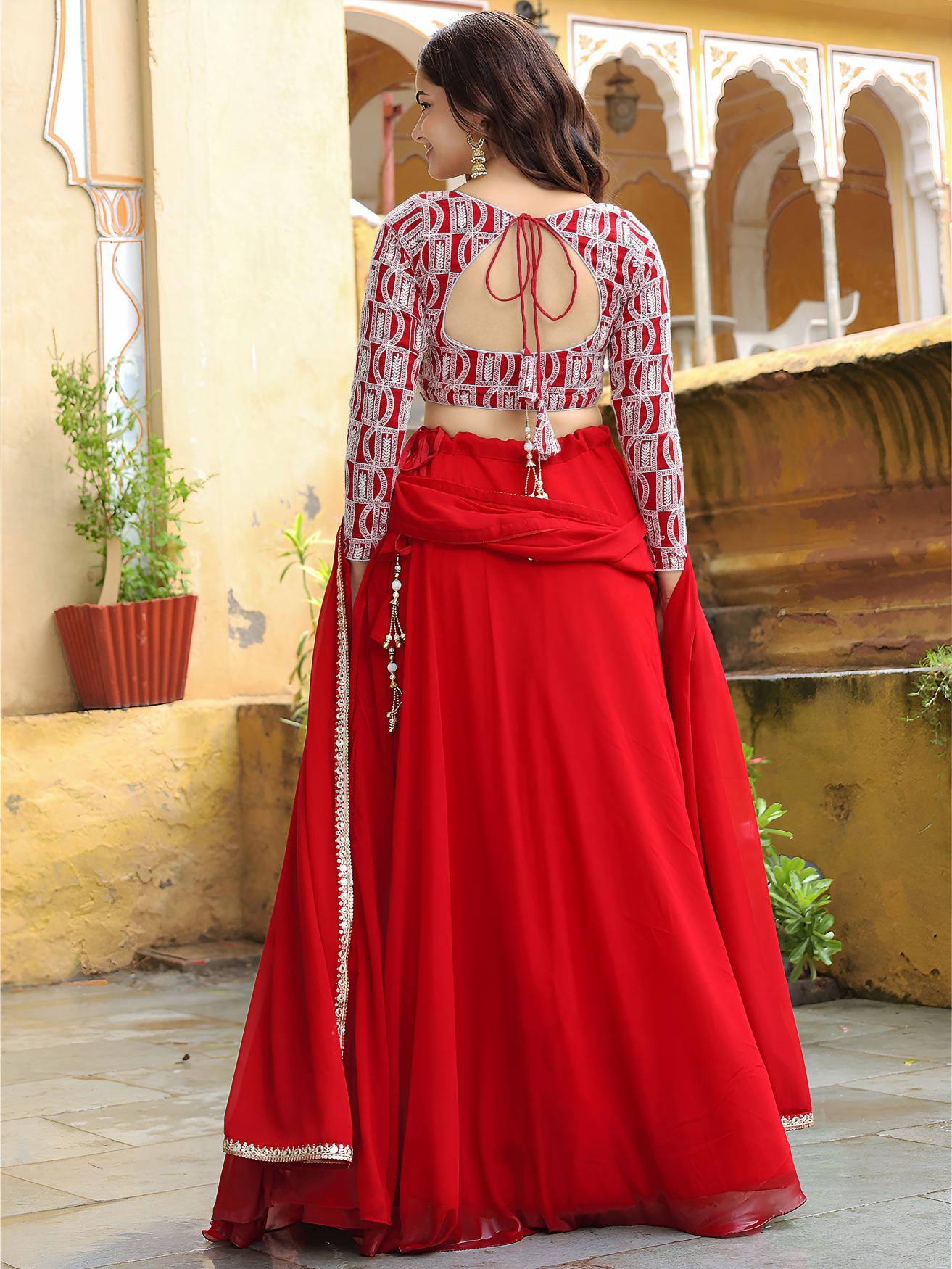 Red Georgette Lehenga Choli — alternate view