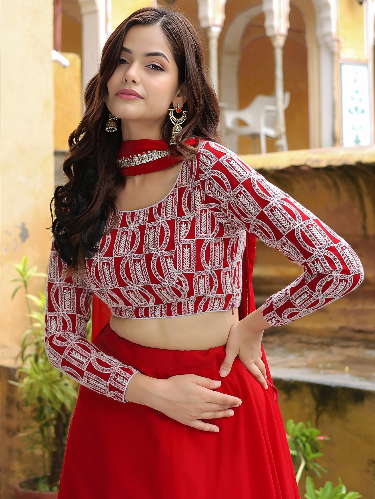 Red Georgette Lehenga Choli