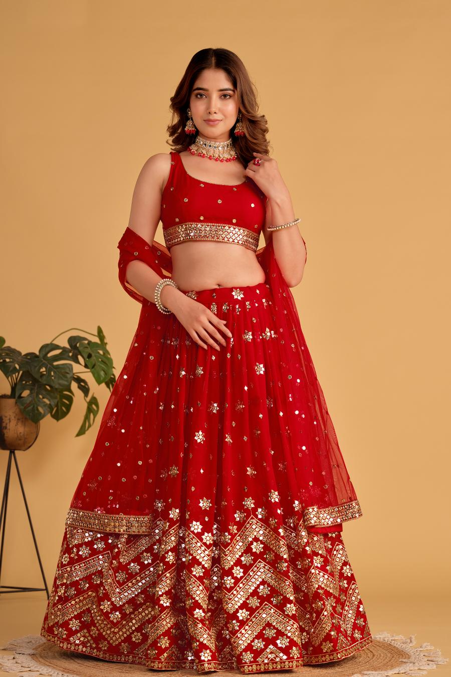 Red Georgette Lehenga Choli