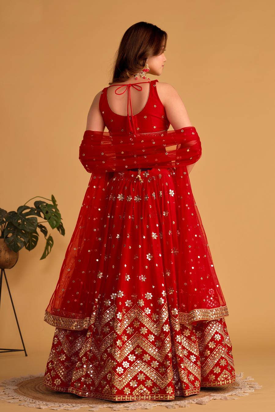 Red Georgette Lehenga Choli