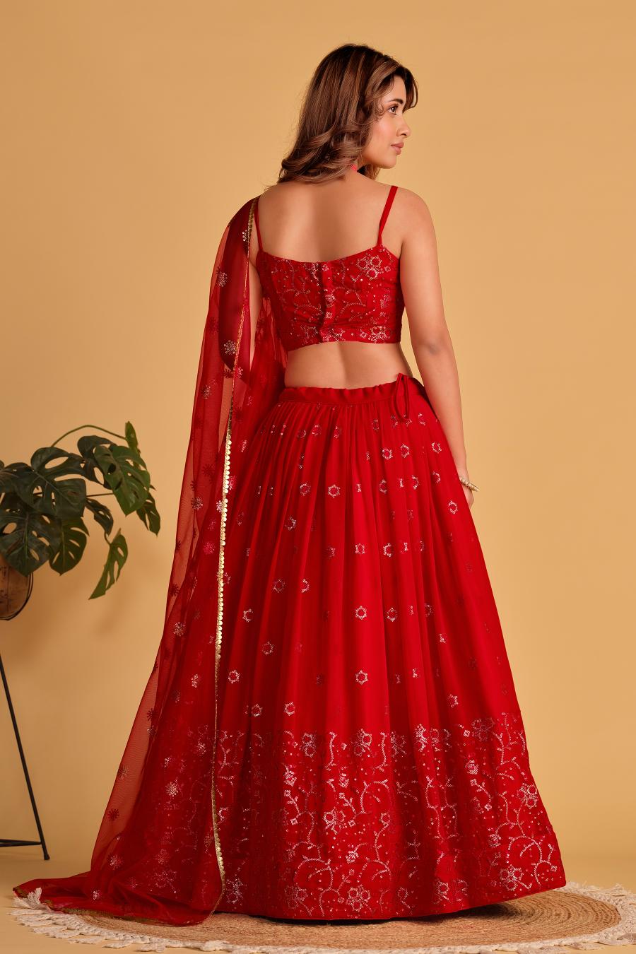 Red Georgette Lehenga Choli