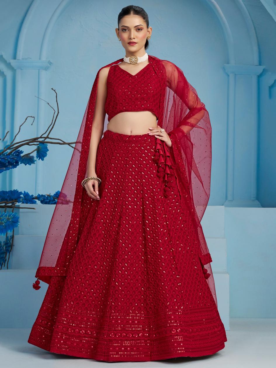Red Georgette Lehenga Choli