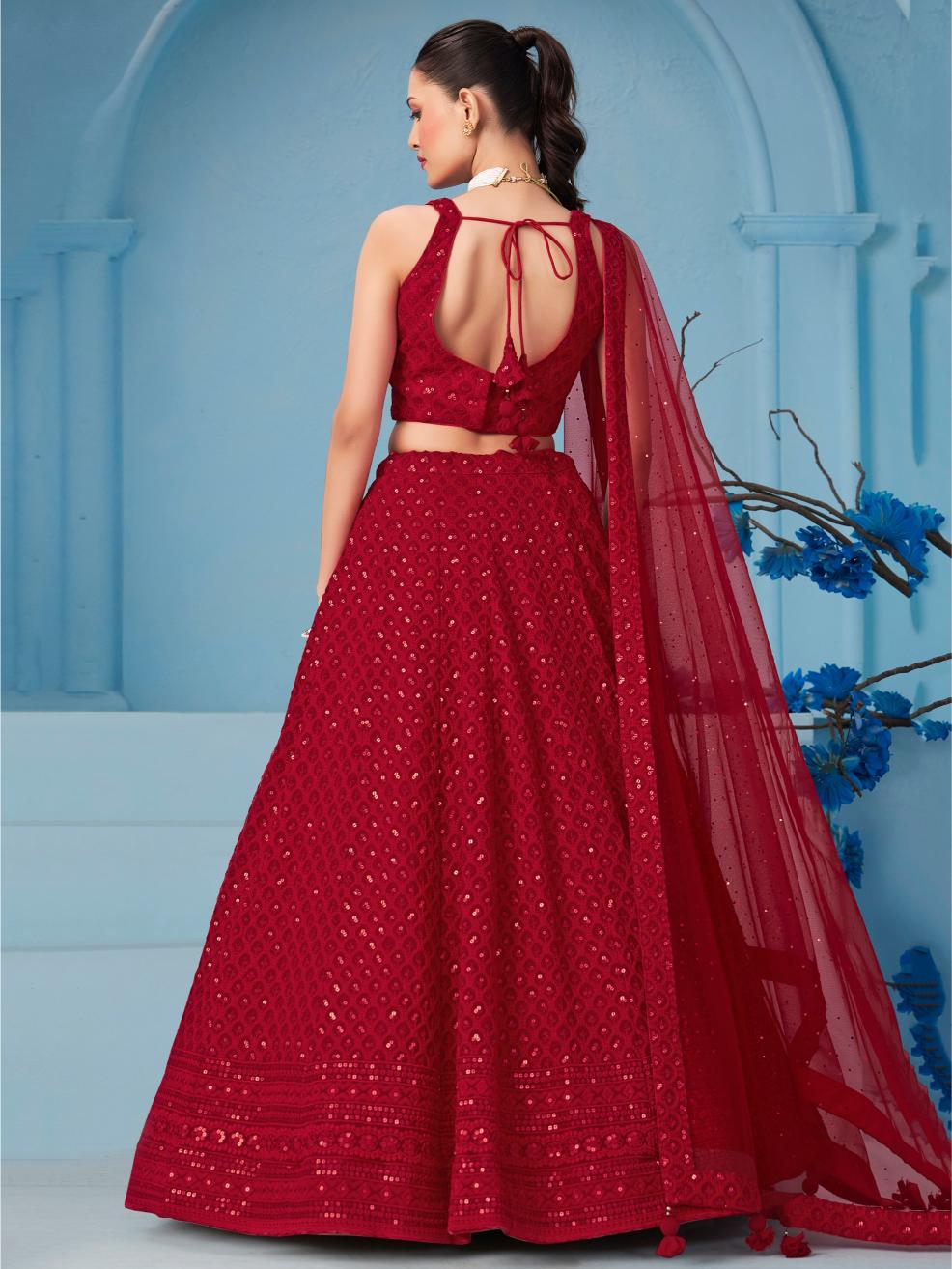 Red Georgette Lehenga Choli — alternate view