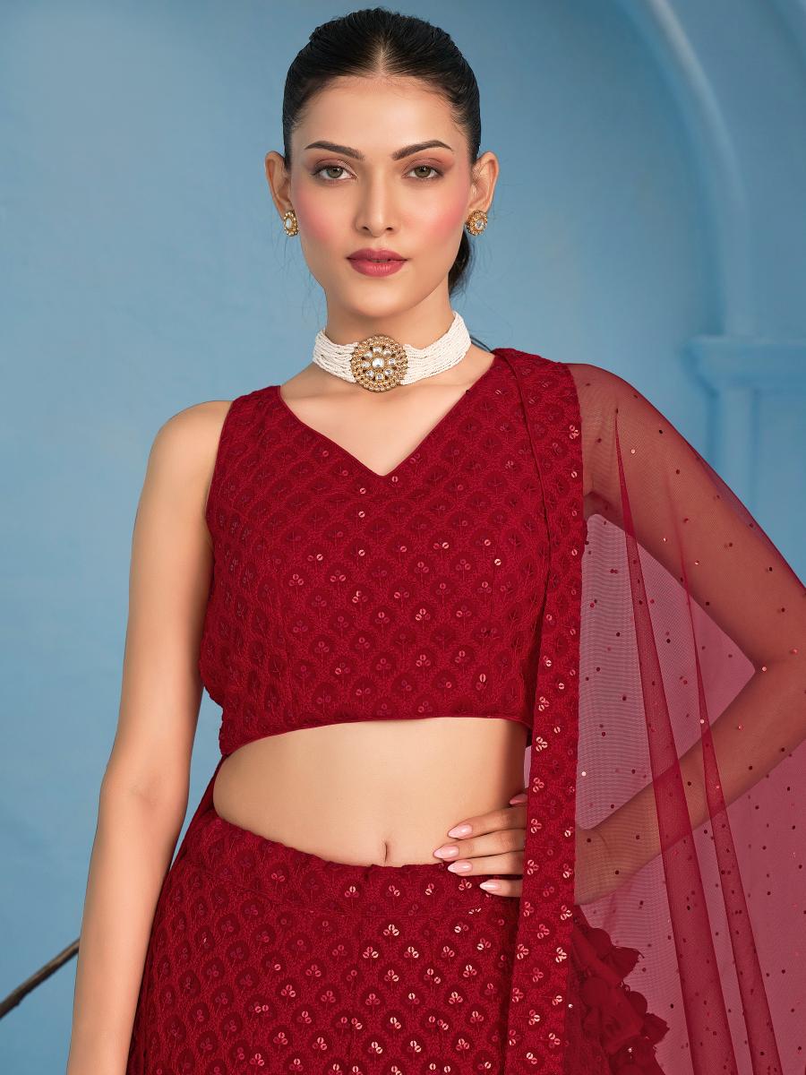 Red Georgette Lehenga Choli