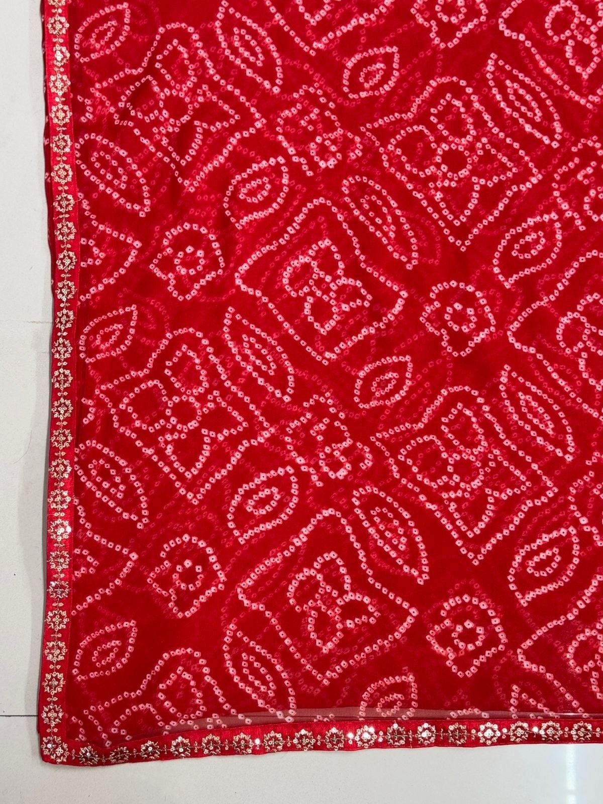 Red Georgette Printed Fluid Saree