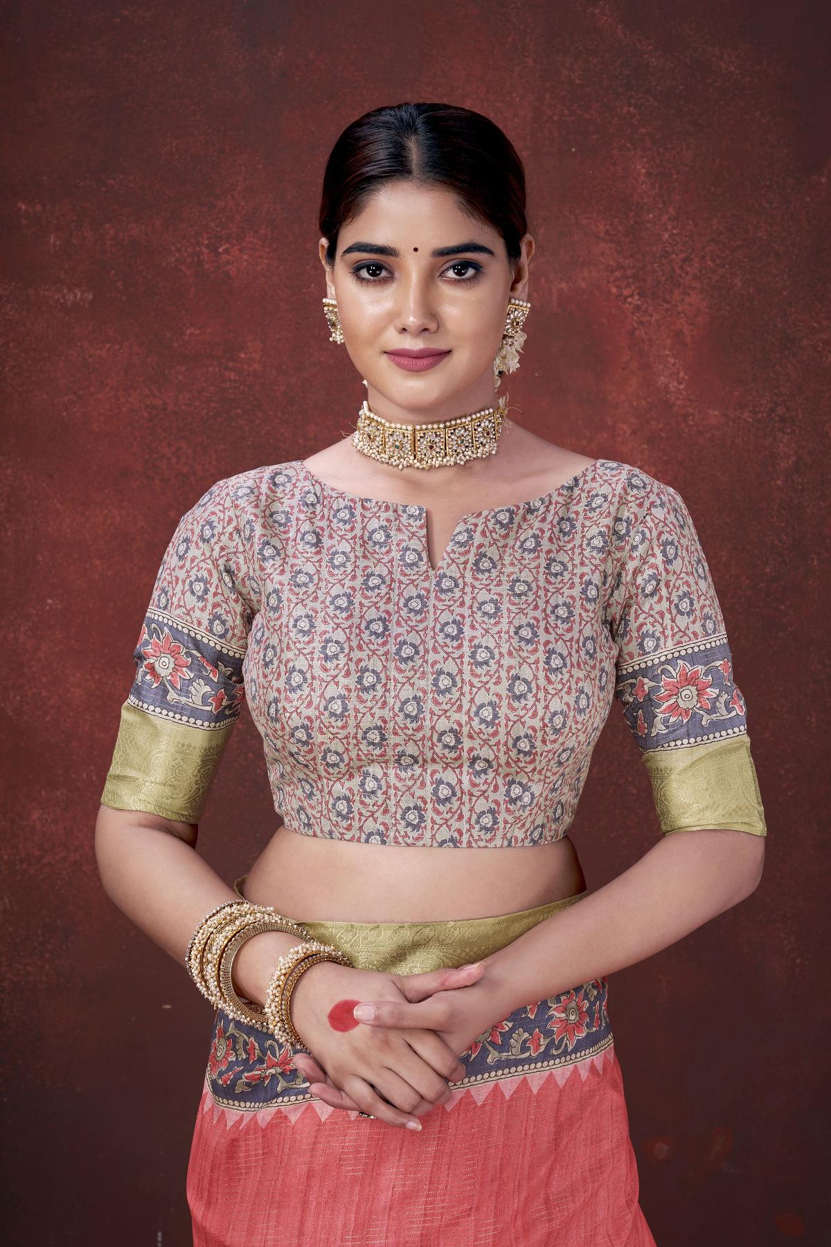 Red Habotai Silk Saree