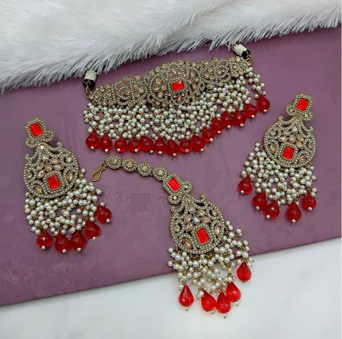 Red Kundan Choker Set