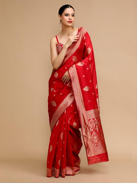 Red Lichi Silk Festive Saree