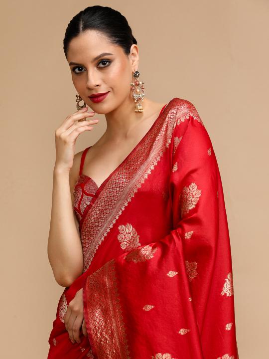 Red Lichi Silk Festive Saree