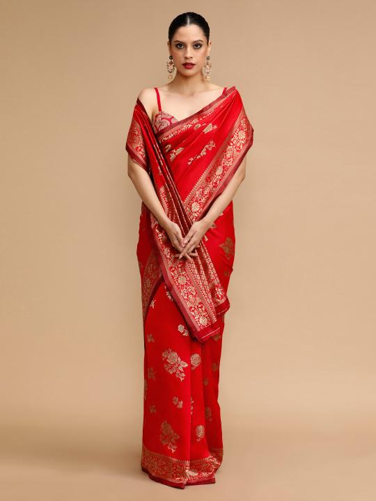 Red Lichi Silk Saree