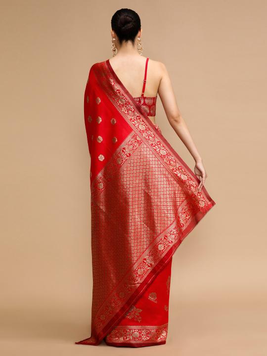 Red Lichi Silk Saree — alternate view