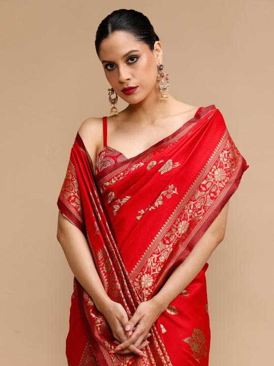 Red Lichi Silk Saree