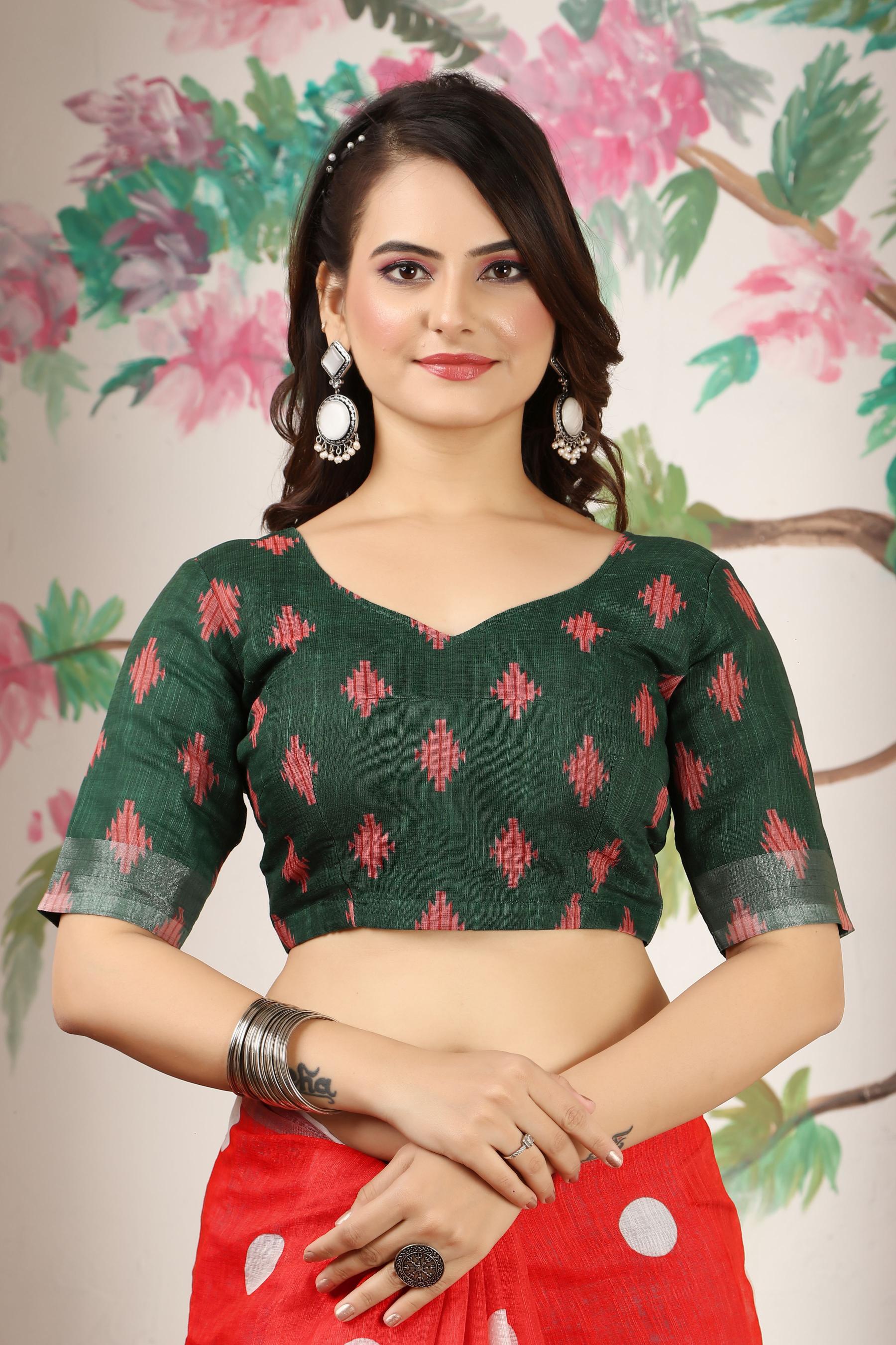 Red Linen Cotton Saree