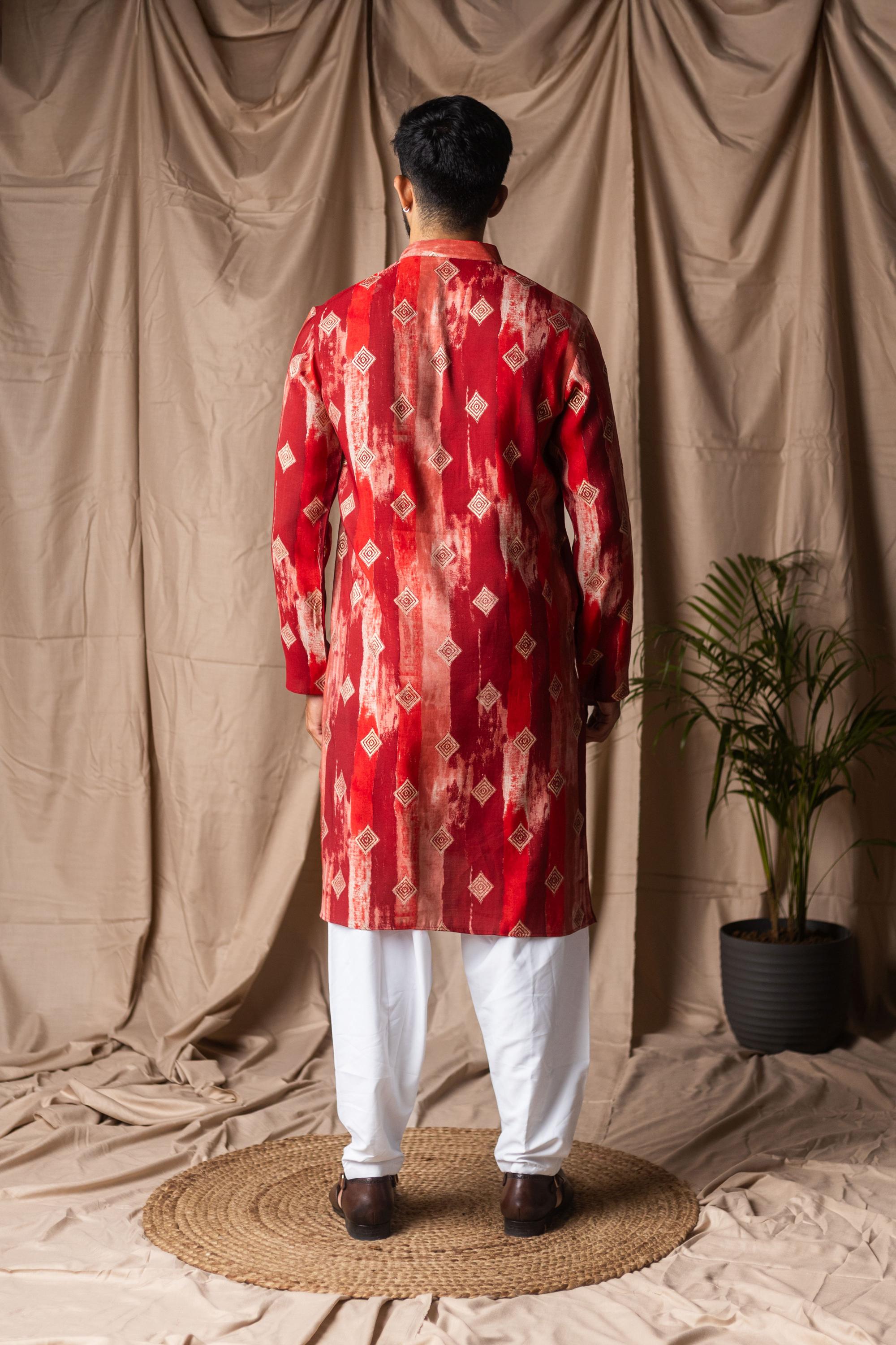Red Modal Silk Kurta Payjama
