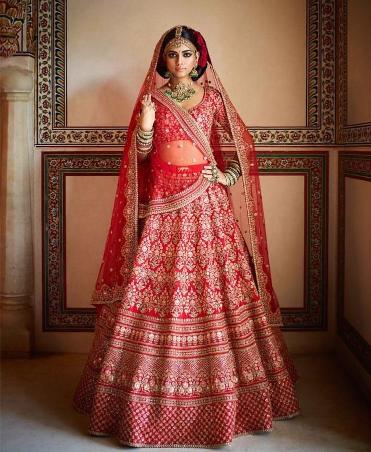 Red Mulberry Silk Lehenga Choli