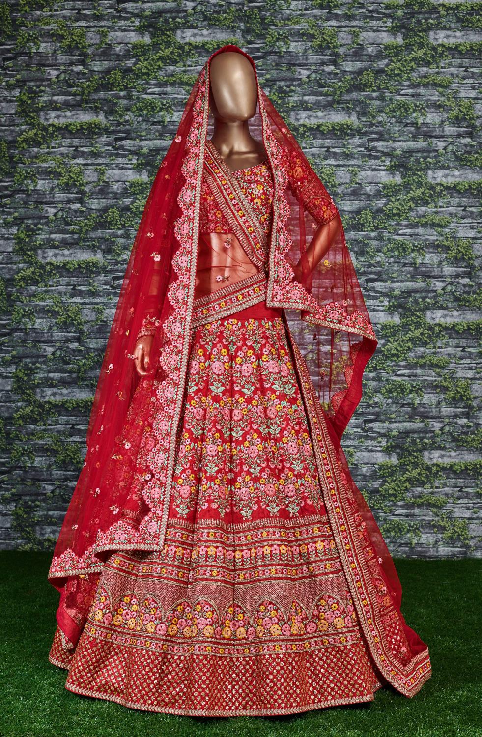 Red Mulberry Silk Lehenga Choli — alternate view