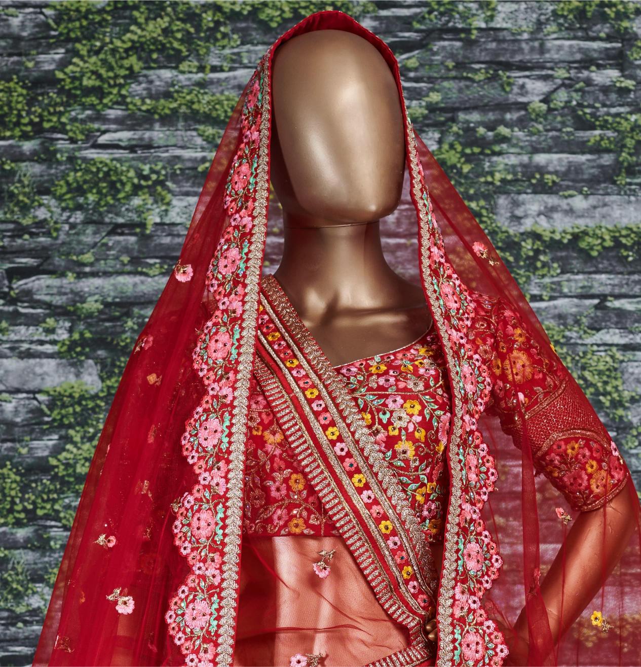 Red Mulberry Silk Lehenga Choli