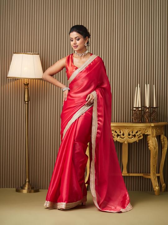 Red Organza Saree