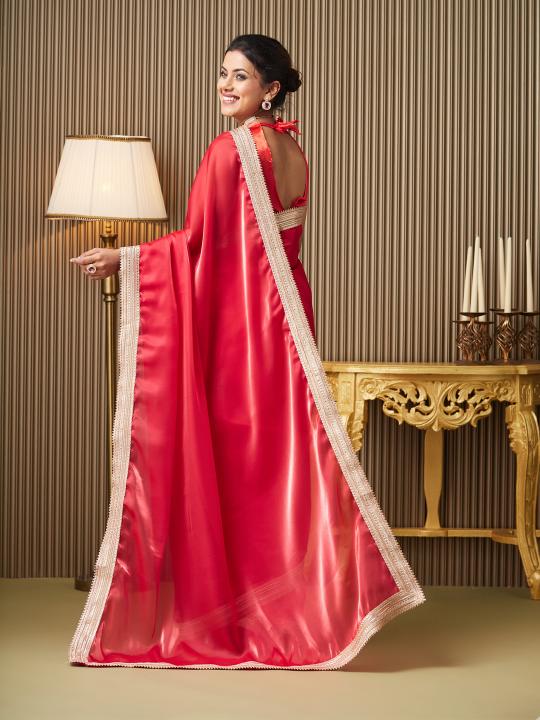Red Organza Saree — alternate view