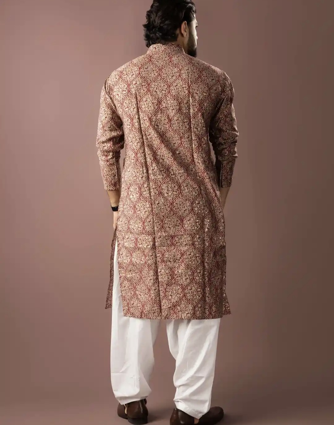 Red Ornate Motif Kurta Set — alternate view