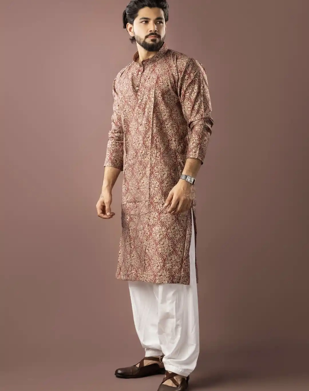 Red Ornate Motif Kurta Set