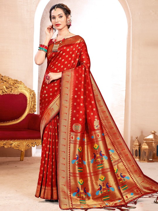 Red Paithani Silk Saree