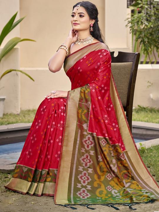Red Pochampalli Silk Saree