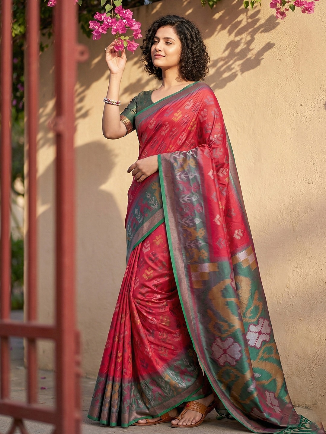 Red Pochampally Silk Woven Saree