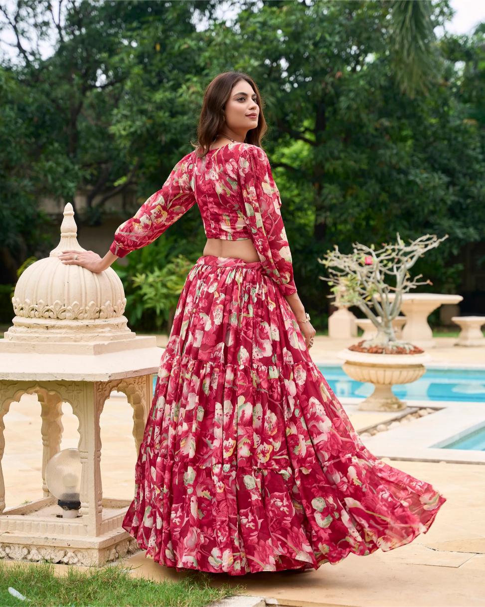 Red Printed Lehenga — alternate view