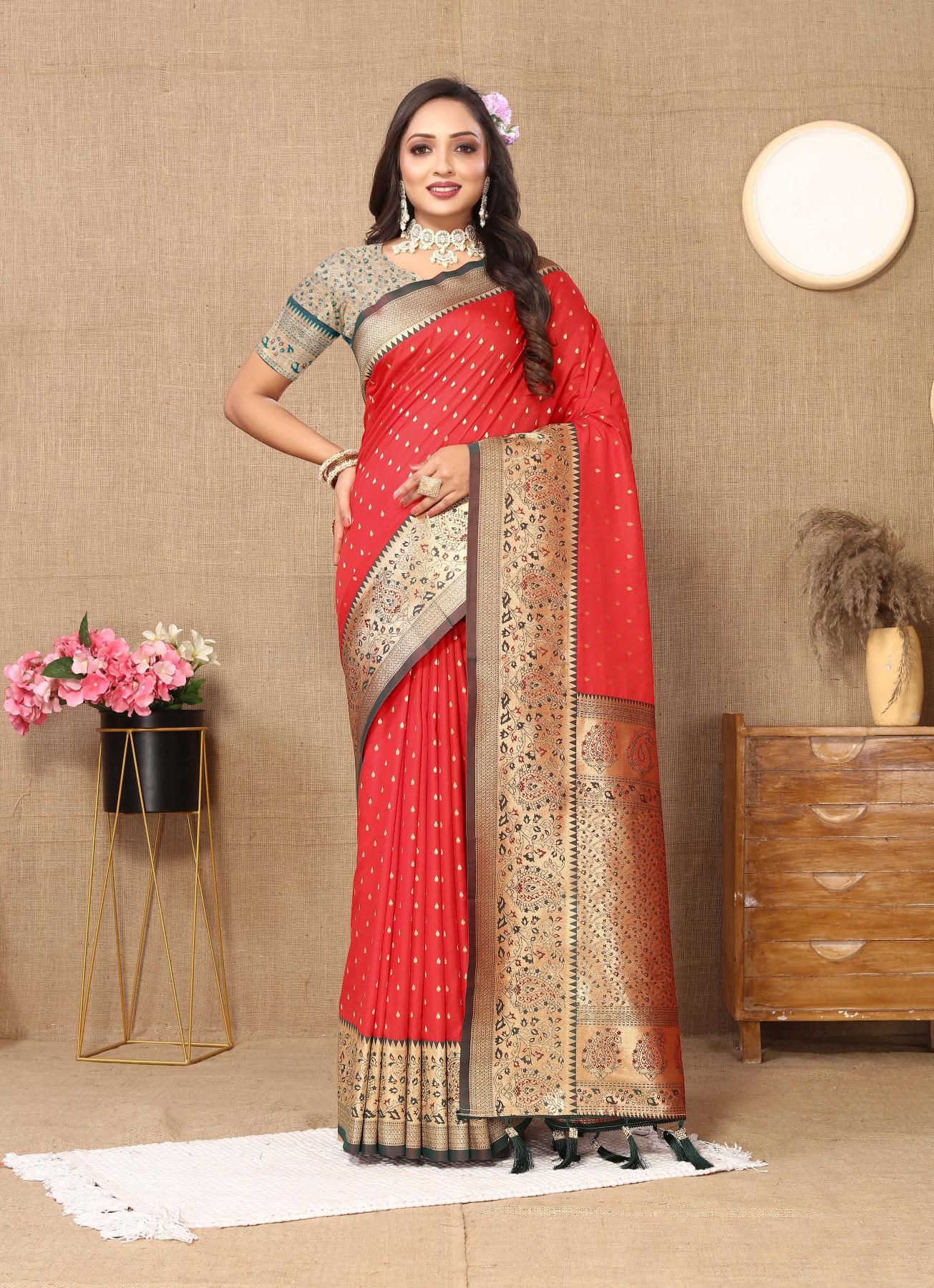 Red Rama Soft Silk Saree