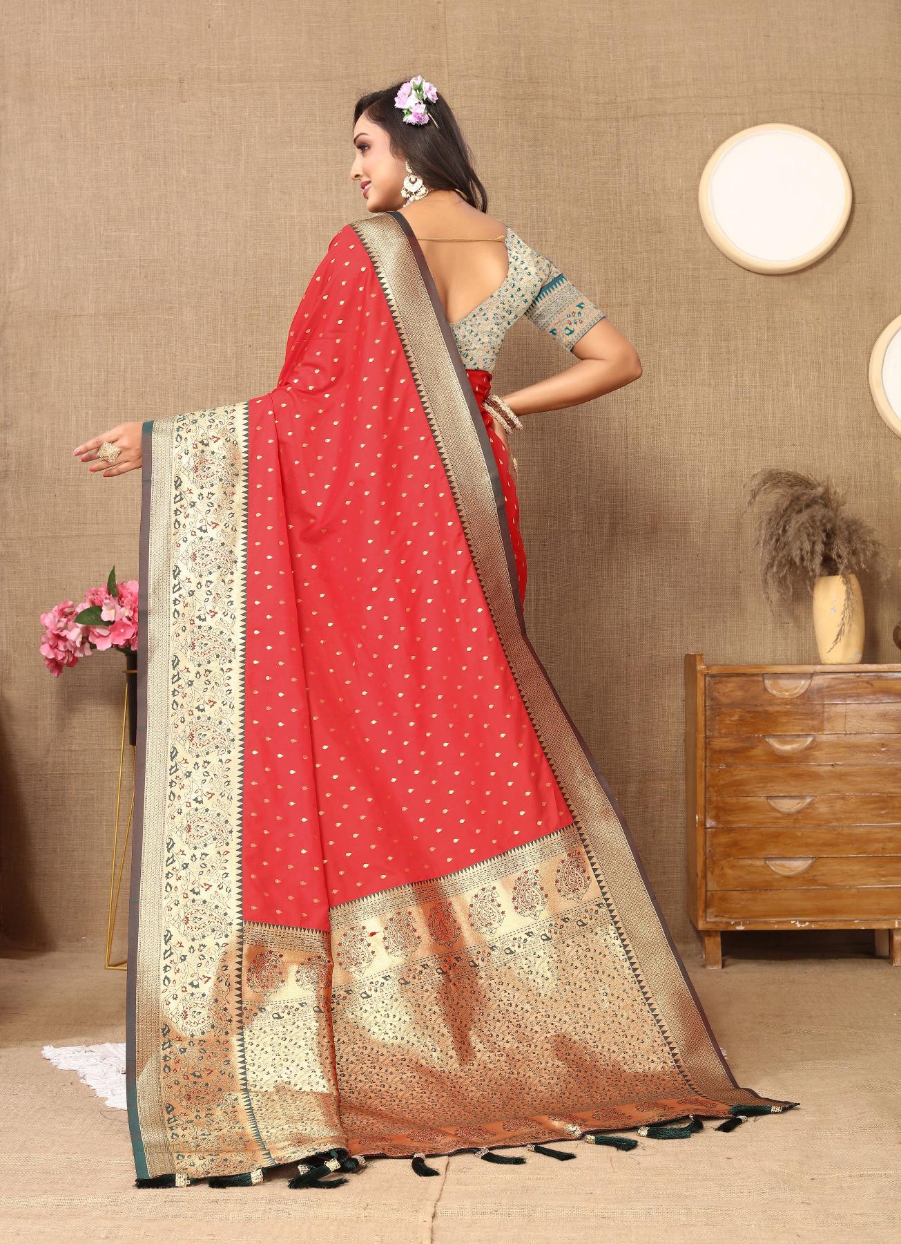 Red Rama Soft Silk Saree — alternate view
