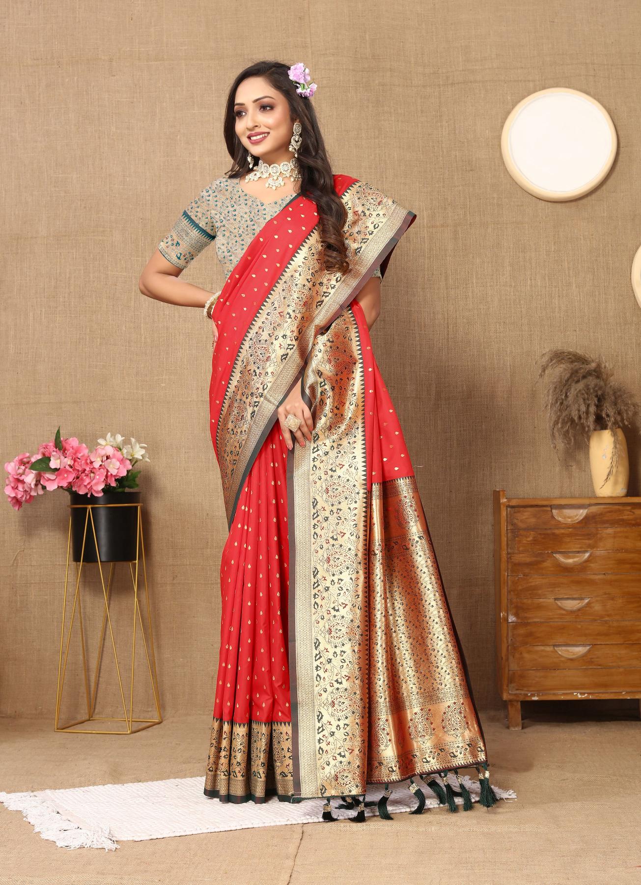 Red Rama Soft Silk Saree