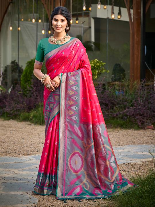 Red Sea Green Soft Silk Saree