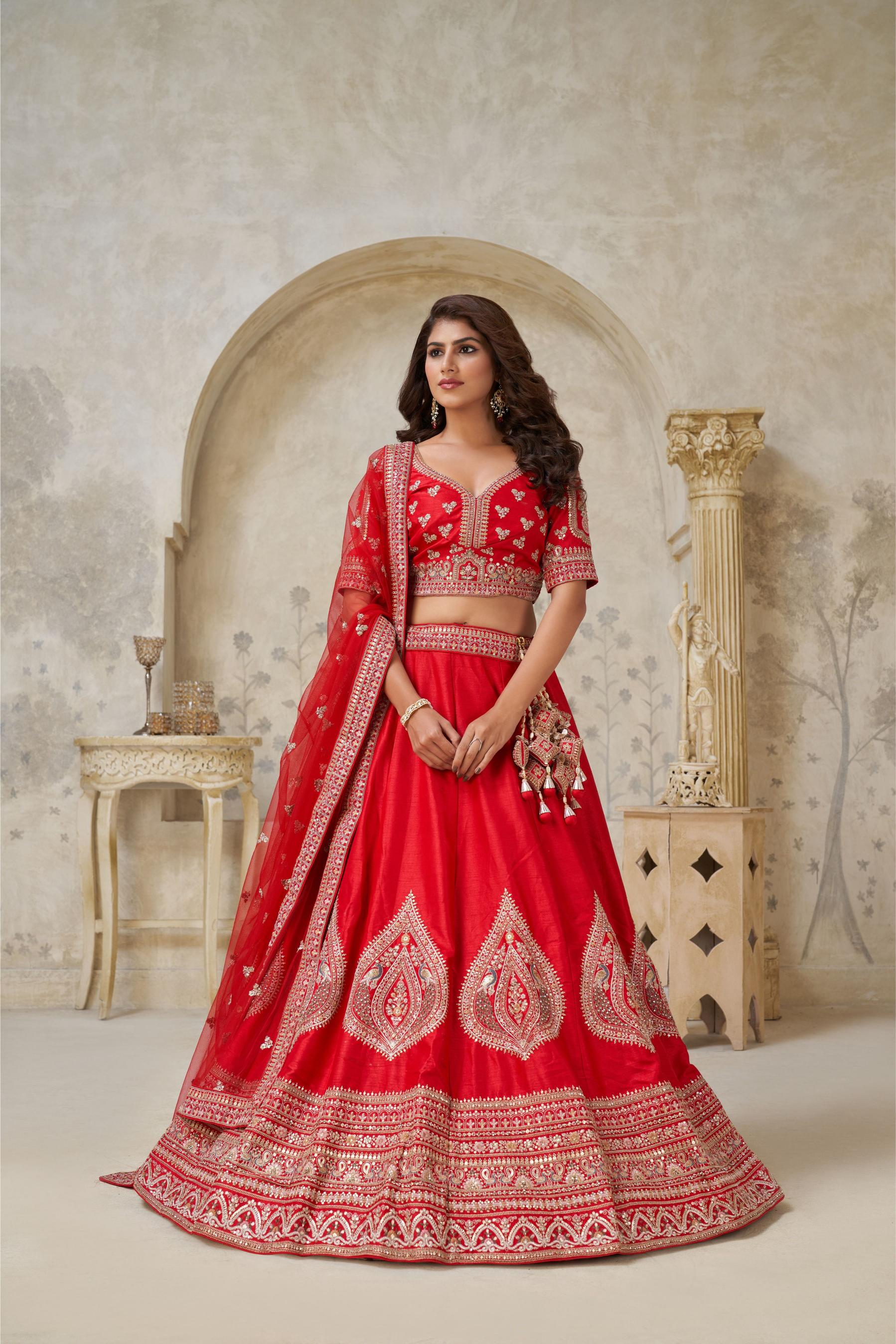 Red Silk Lehenga Choli