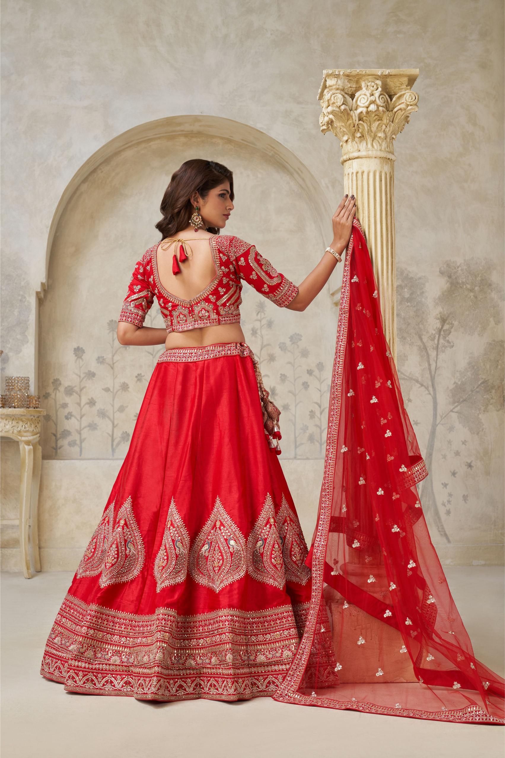 Red Silk Lehenga Choli — alternate view