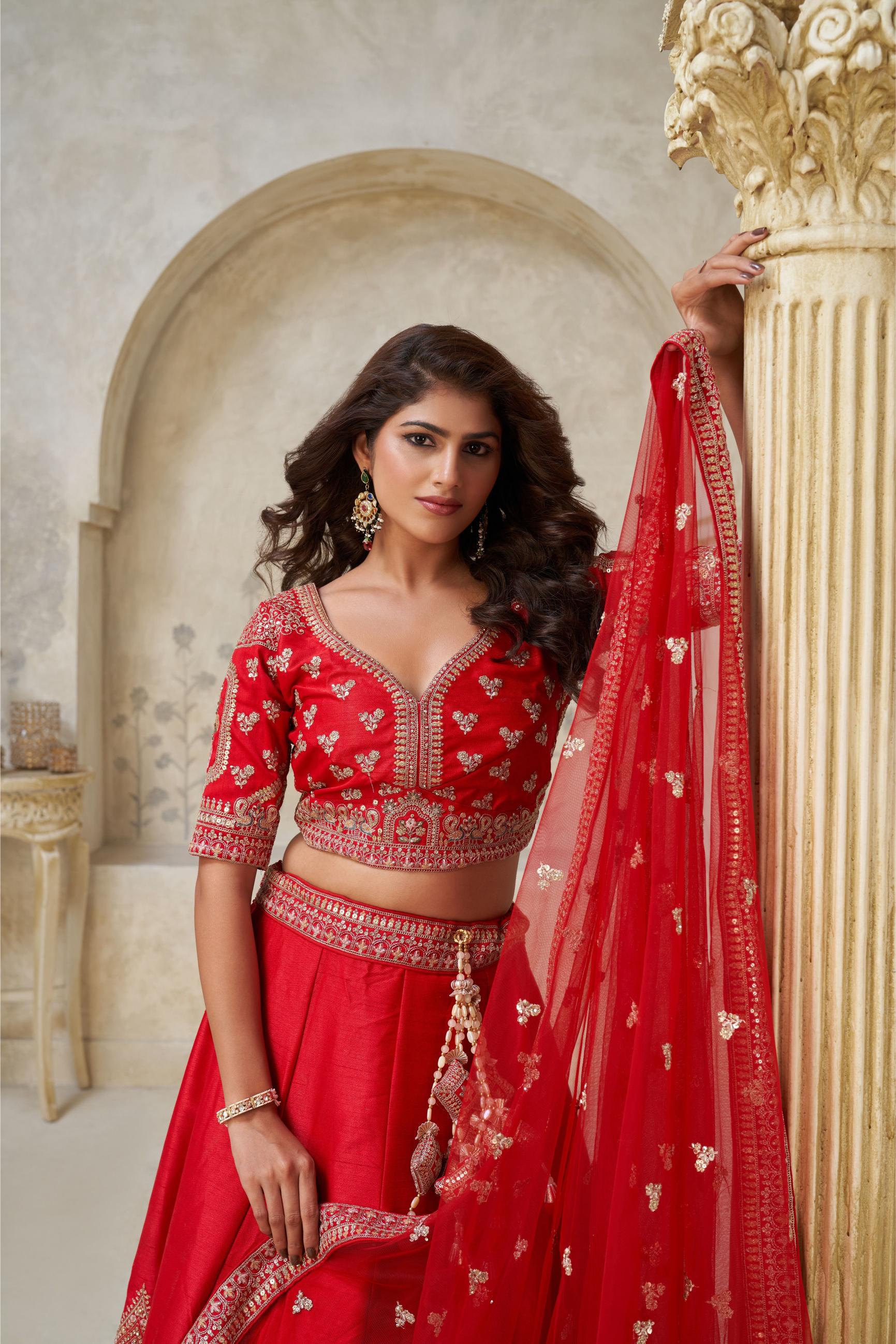 Red Silk Lehenga Choli