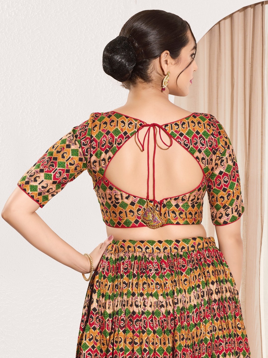Red Silk Woven Fitted Blouse — alternate view