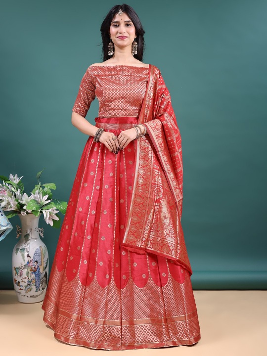 Red Wedding Jacquard Lehenga Choli