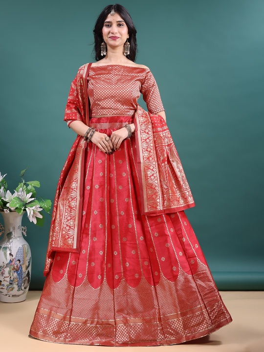 Red Wedding Jacquard Lehenga Choli