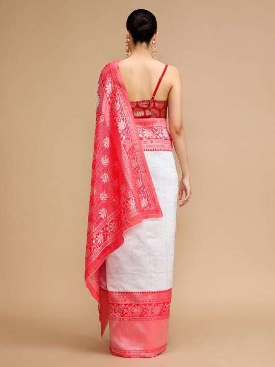 Red Woven Lichi Silk Saree — alternate view