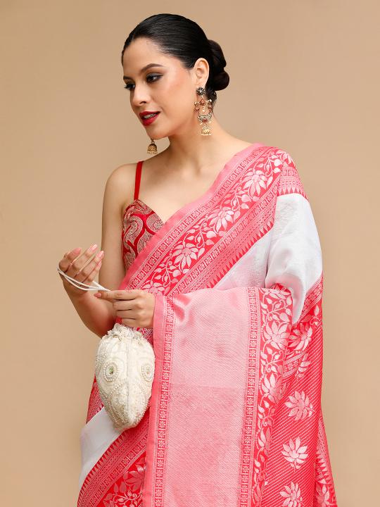 Red Woven Lichi Silk Saree