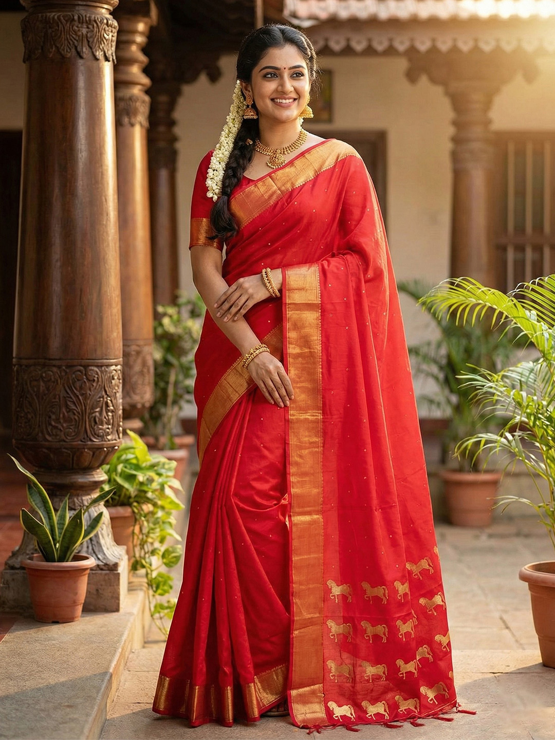 Red Woven Zari Designer Soft Silk Saree