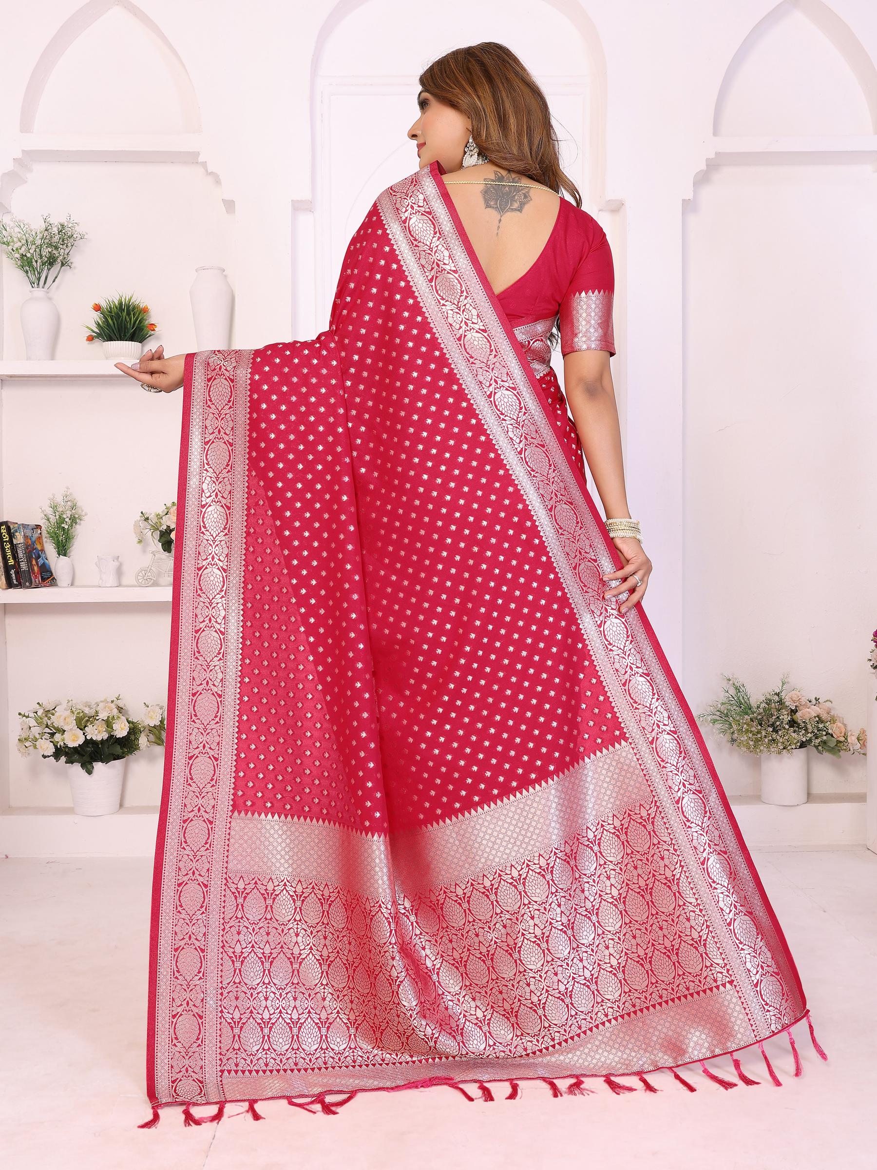 Red Zari Butti Designer Saree — alternate view